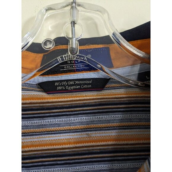 Callaway Golf Shirt Polo Mens Size L Blue Gray Mercerized Egyptian Cotton Stripe - Picture 5 of 7